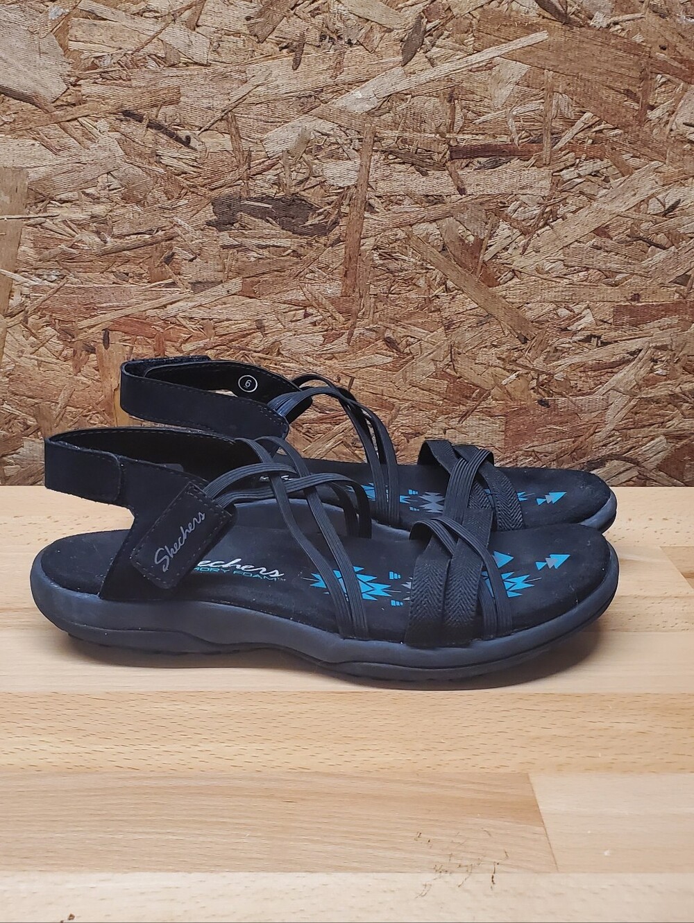 Skechers Black Strappy Comfort Sandals - Women's